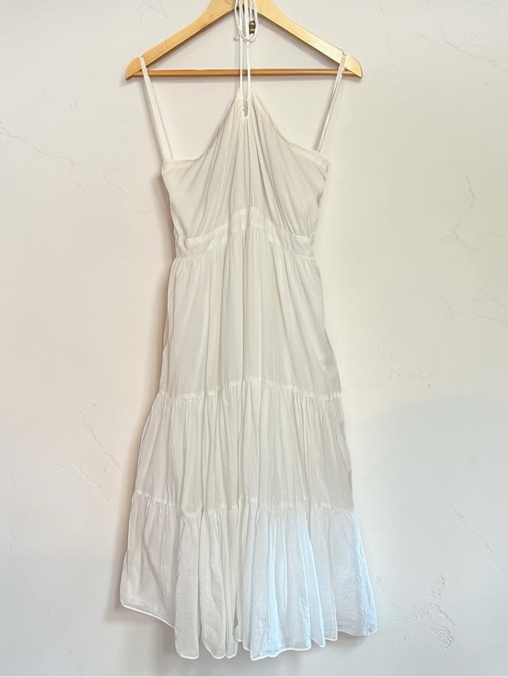 Crinkle Gauze Halter Keyhole Tiered Maxi Dress from Gap White Size 8